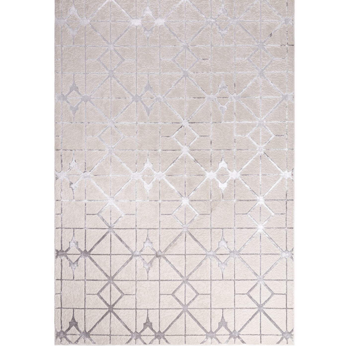 Aurora Lattice Cream & Silver Rug - Abstract & Geometric - UK Online Furniture