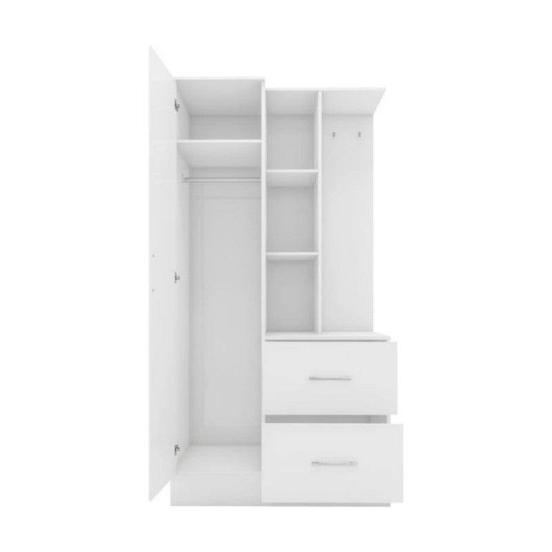 Nevada 1 Door Open Shelf Mirrored Wardrobe - UK Online Furniture