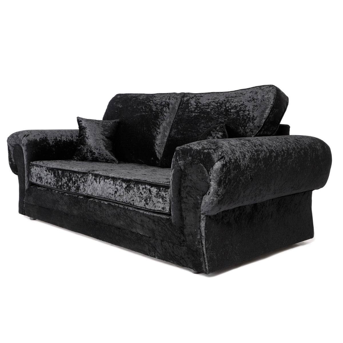 Tangent 3+2 Sofa Set in Black or Silver Crushed Velvet - UK Online Furniture