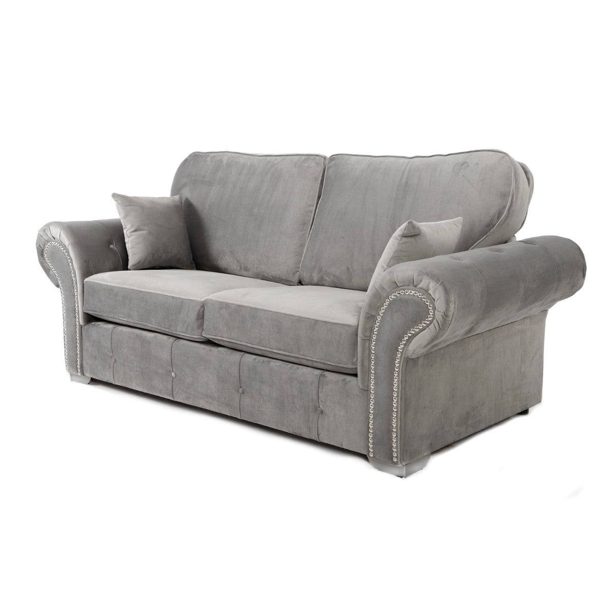 Oakland Full Back 3+2 Sofa Set in Grey Velvet - UK Online Furniture