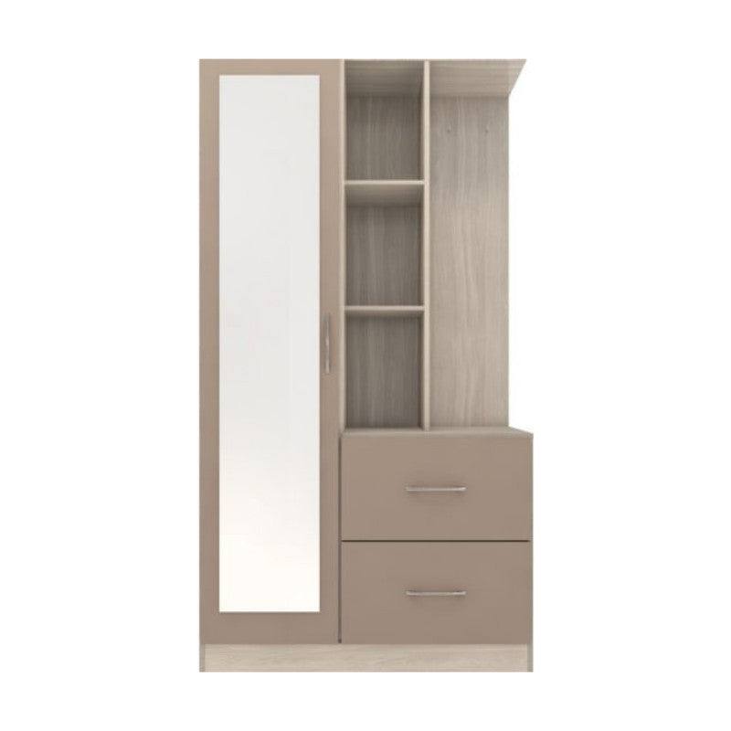 Nevada 1 Door Open Shelf Mirrored Wardrobe - UK Online Furniture