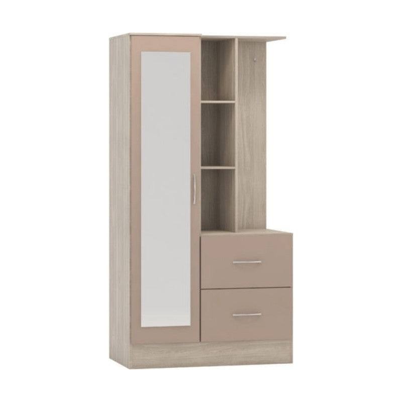 Nevada 1 Door Open Shelf Mirrored Wardrobe - UK Online Furniture
