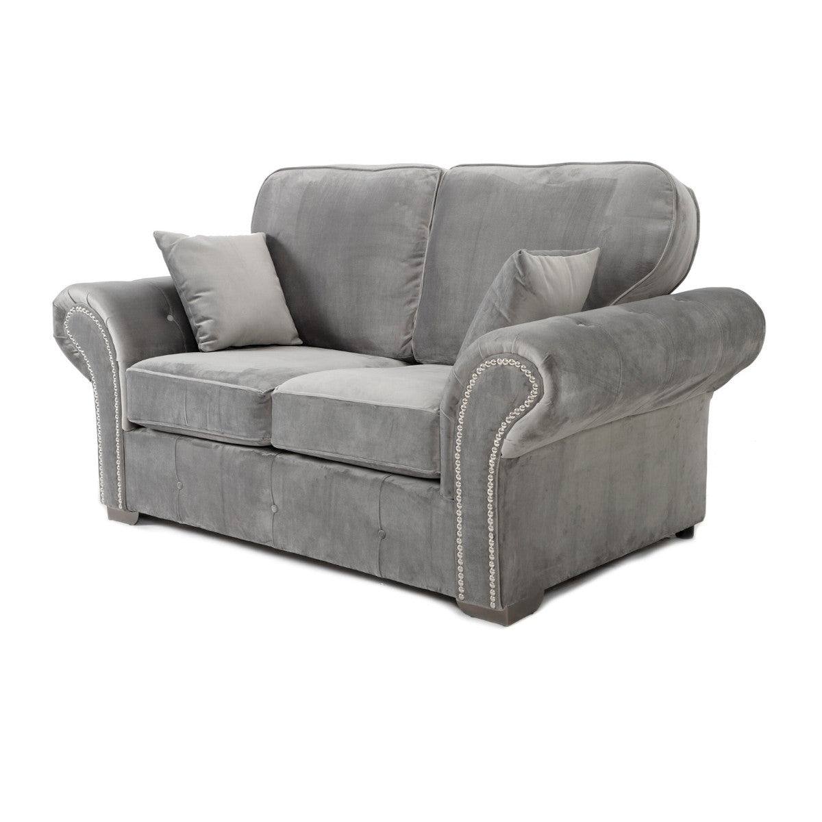 Oakland Full Back 3+2 Sofa Set in Grey Velvet - UK Online Furniture