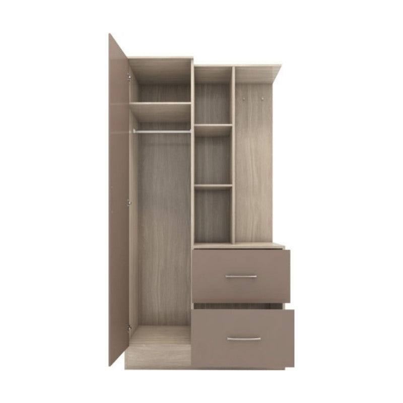 Nevada 1 Door Open Shelf Mirrored Wardrobe - UK Online Furniture