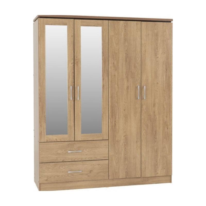 Charles 4 Door Mirrored Wardrobe - UK Online Furniture
