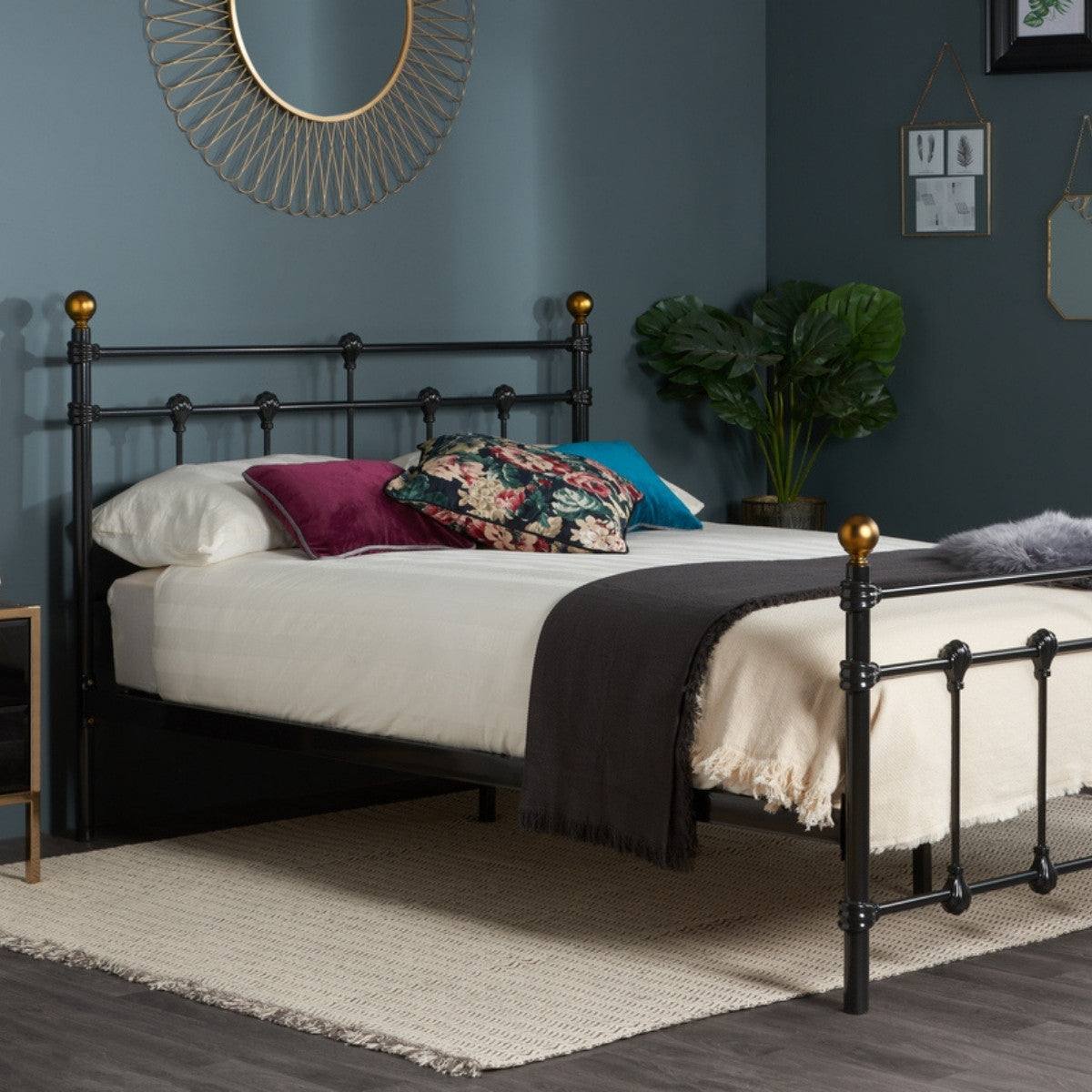 Atlas Black Metal Bed - Single, Queen, Double - UK Online Furniture
