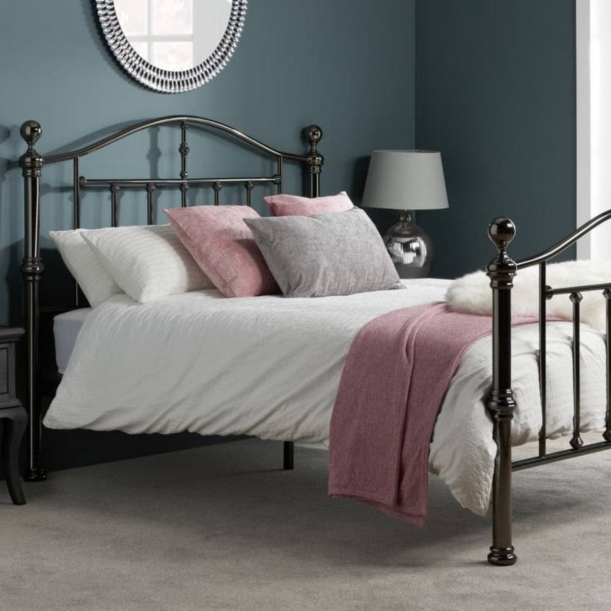 Victoria Black Metal Bed - Double or King Size - UK Online Furniture