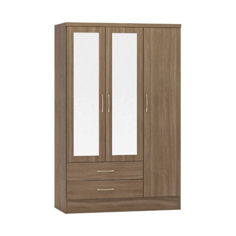 Nevada 3 Door 2 Drawer Mirrored Wardrobe - UK Online Furniture