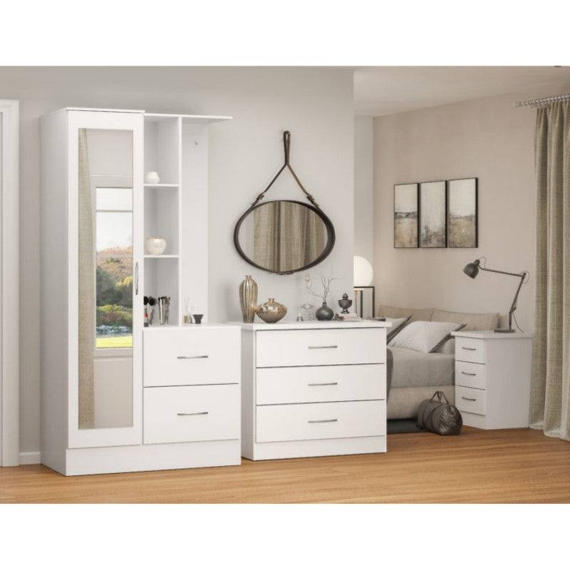 Nevada 1 Door Open Shelf Mirrored Wardrobe - UK Online Furniture