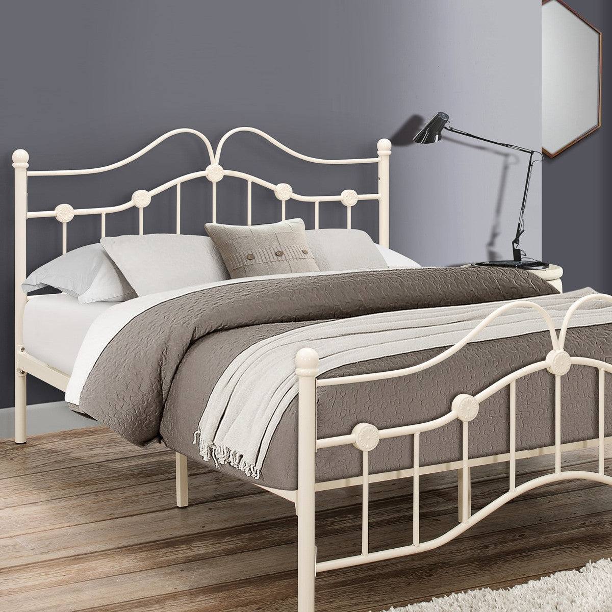 Canterbury Cream Metal Bed - Single, Queen, Double - UK Online Furniture