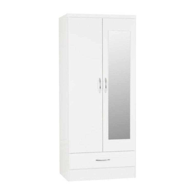 Nevada 2 Door 1 Drawer Mirrored Wardrobe - UK Online Furniture