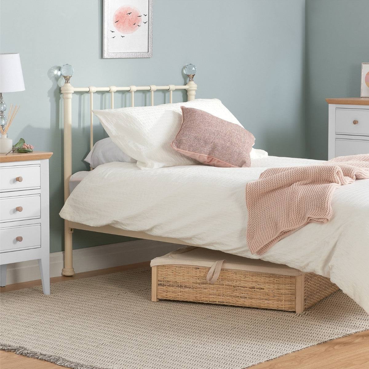 Jessica Cream White Single Metal Bed - UK Online Furniture