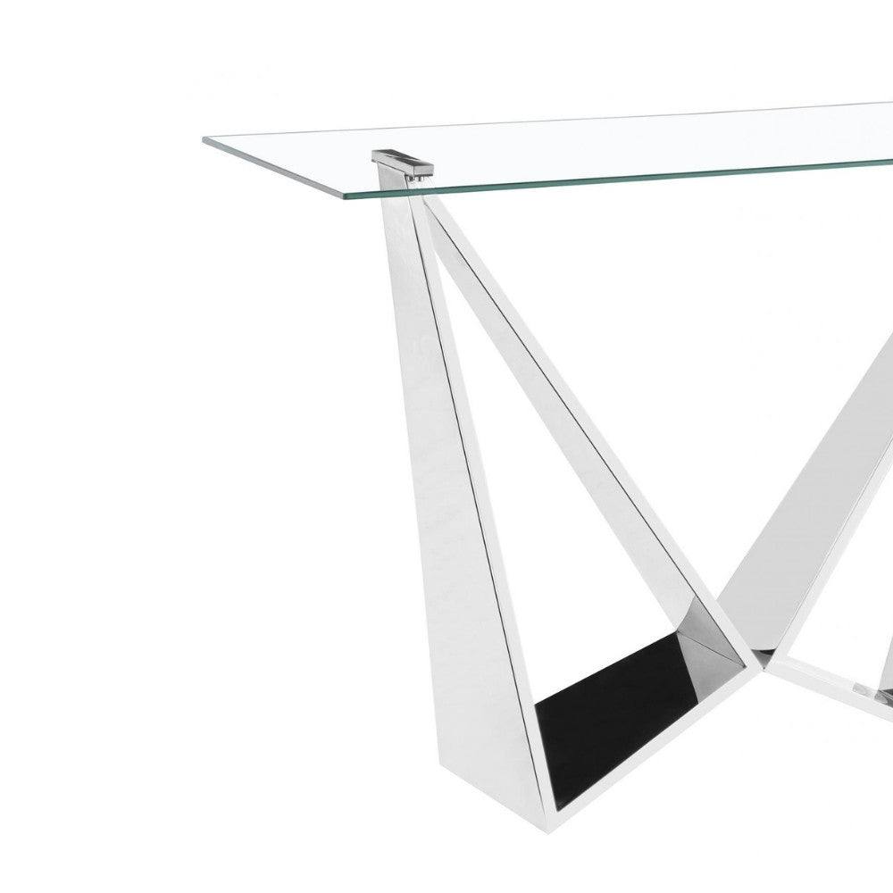 Konya Silver Clear Glass Console Table - UK Online Furniture
