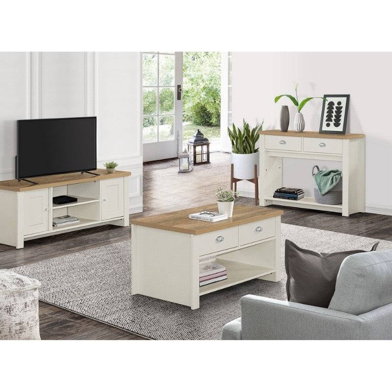 Highgate 2 Drawer Coffee Table - Navy, Cream, Grey - UK Online Furniture