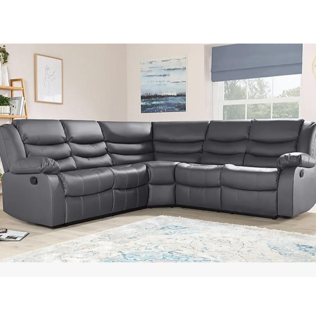 Roma Corner Recliner Sofa in Grey Fabric - UK Online Furniture