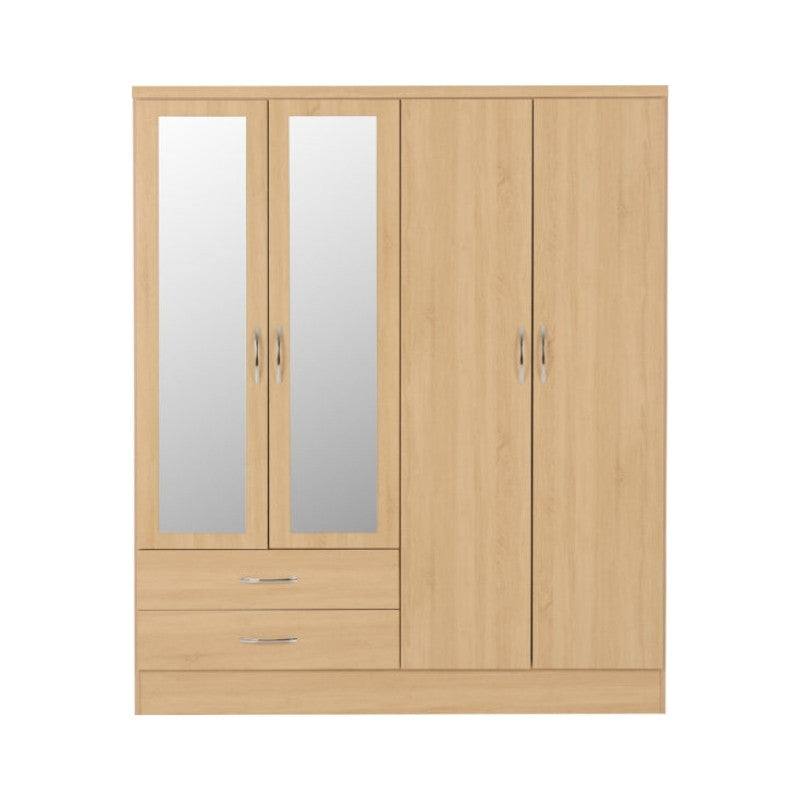 Nevada 4 Door 2 Drawer Mirrored Wardrobe - UK Online Furniture