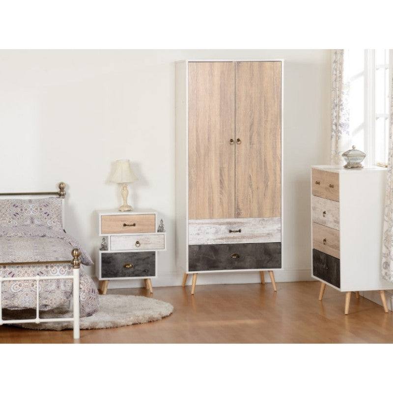 Nordic Style 3 Drawer Bedside Chest in Beige - UK Online Furniture