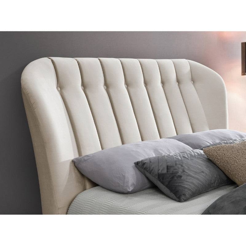 Elm Cream Velvet Fabric Bed - Queen, Double, King - UK Online Furniture