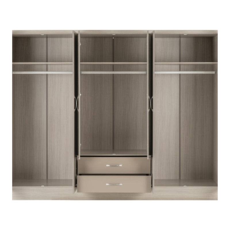 Nevada 6 Door 2 Drawer Mirrored Wardrobe - UK Online Furniture
