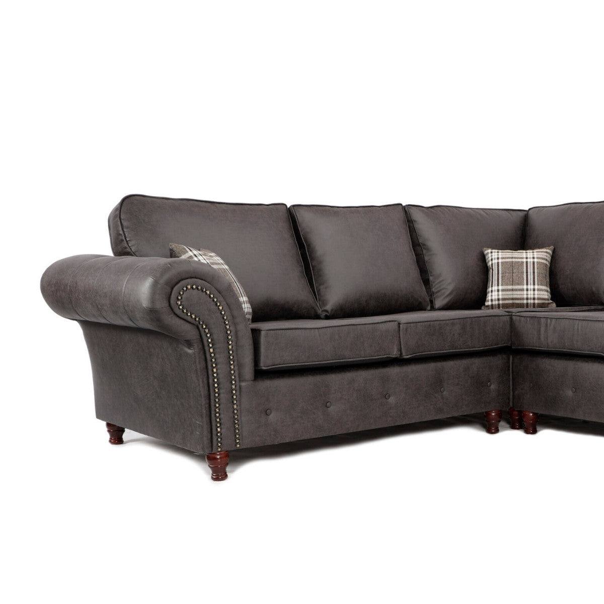 Oakland Leather Corner Sofa (Dark Brown) - UK Online Furniture