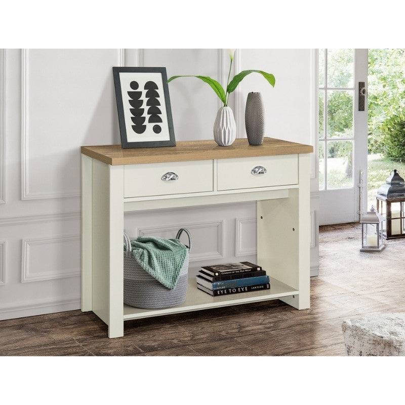 Highgate 2 Drawer Console Table - Navy, Cream, Grey - UK Online Furniture