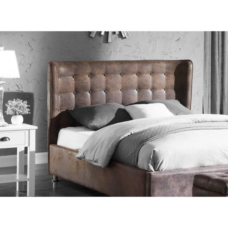 Valencia Vintage PU Leather Bed - Double, King Size - Brown - UK Online Furniture