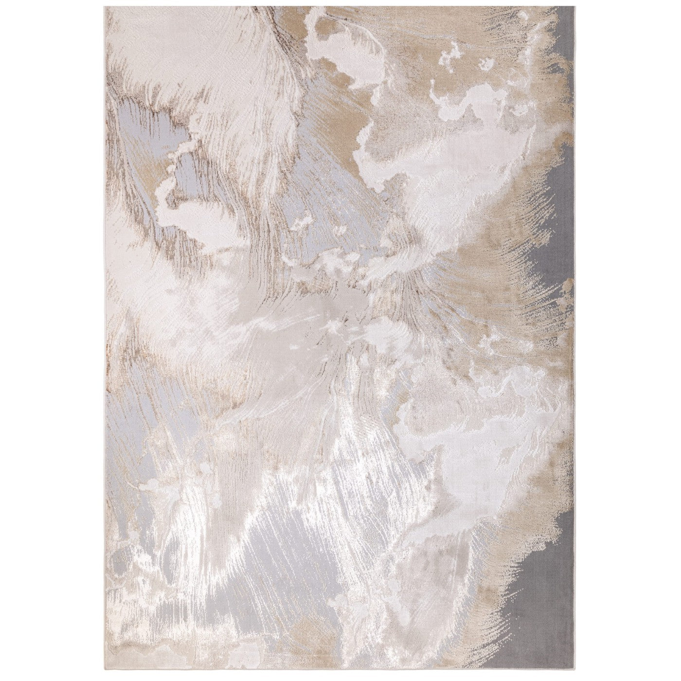Aurora Etch Metallic Abstract Rug in Grey & Beige - UK Online Furniture