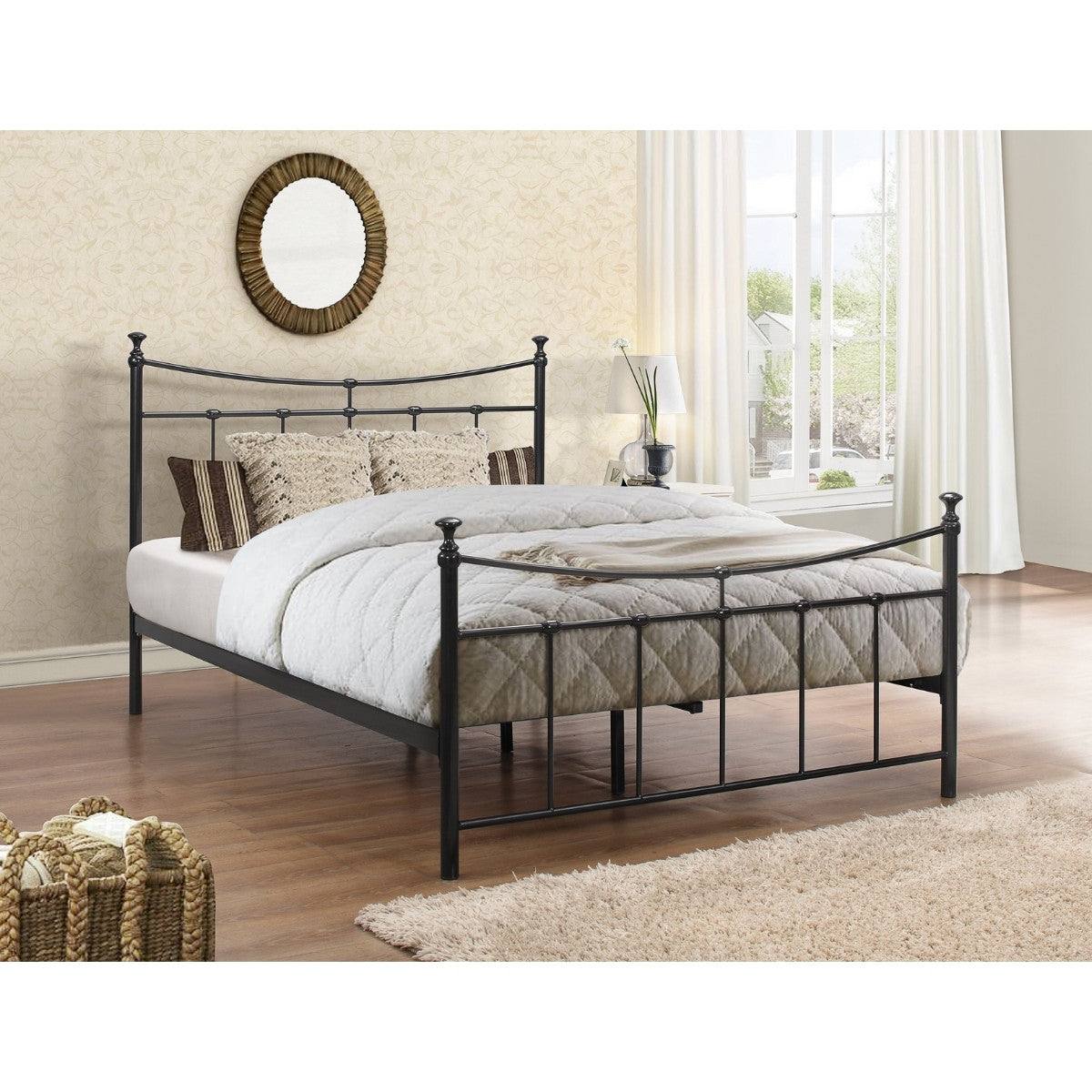Emily Cream or Black Metal Bed - Single, Queen, Double - UK Online Furniture