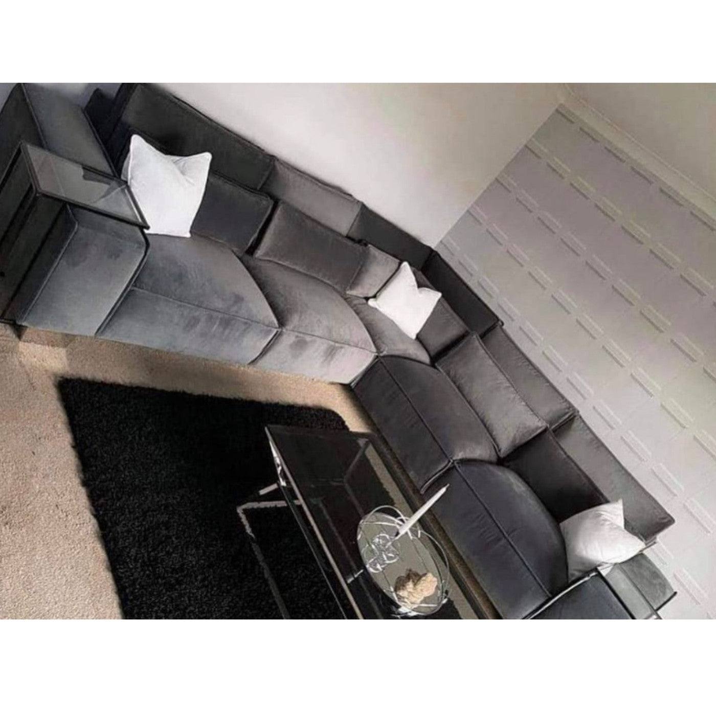 Sloane Modern 5 Seater Large Corner Sofa in Steel Grey Velvet - UK Online Furniture