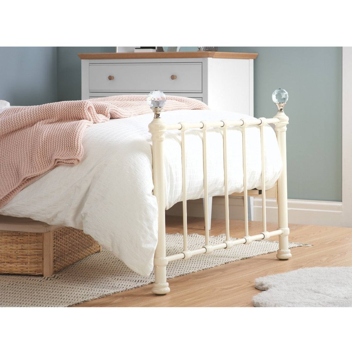 Jessica Cream White Single Metal Bed - UK Online Furniture