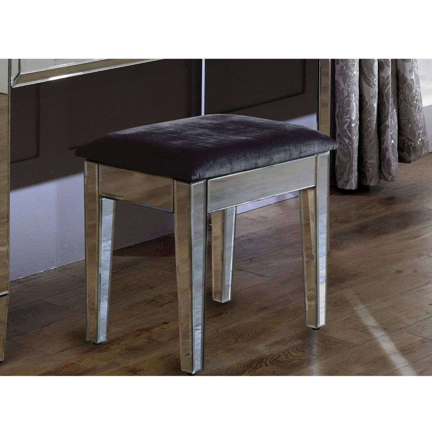 Valencia Mirrored Dressing Table Stool - UK Online Furniture
