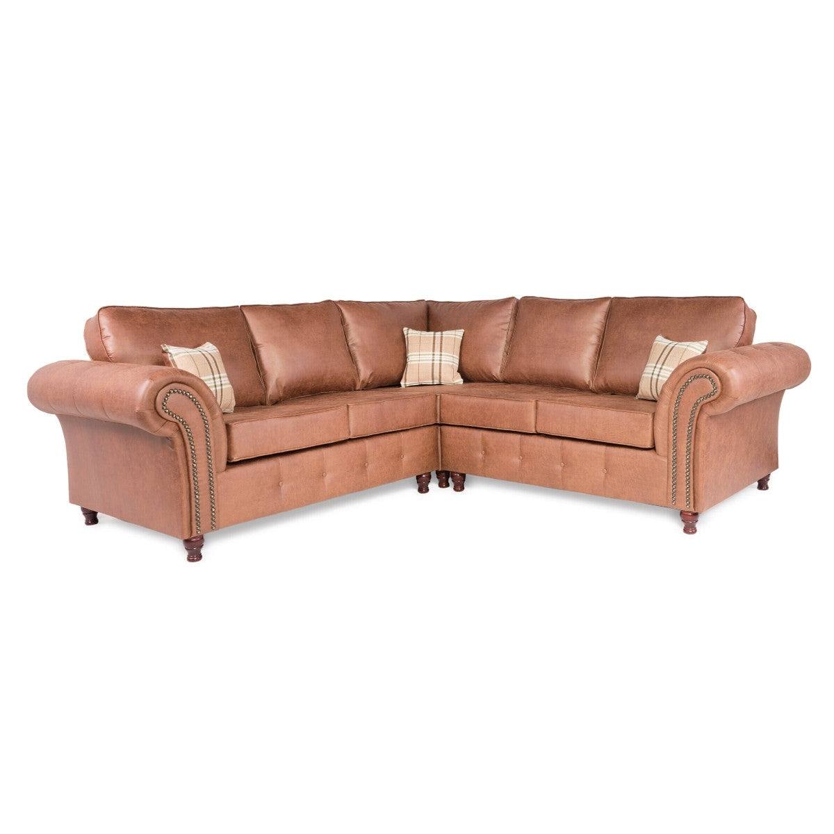 Oakland Leather Corner Sofa (Tan) - UK Online Furniture