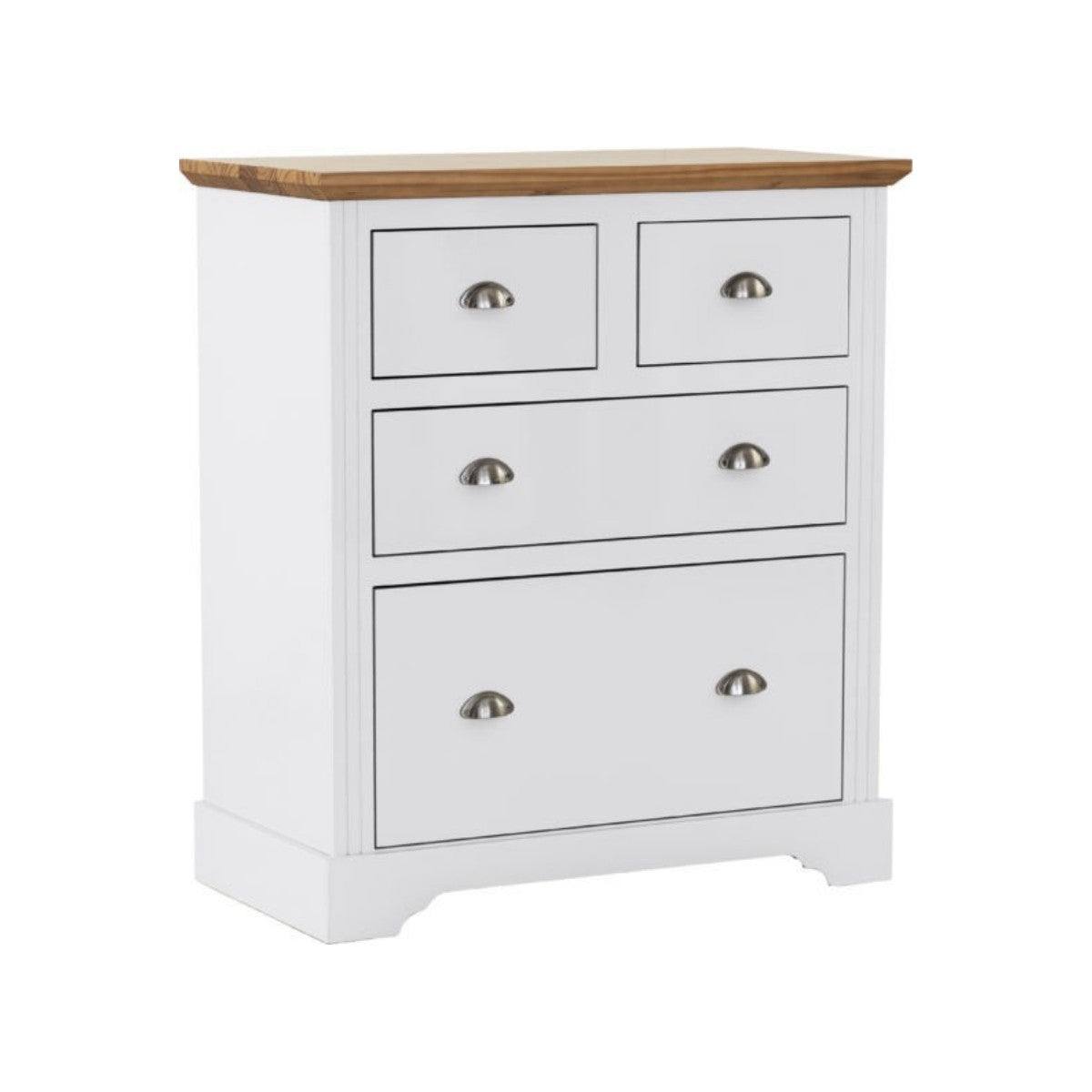 Toledo 2+2 Drawer Chest in White or Black with Oak Effect Top - UK Online Furniture