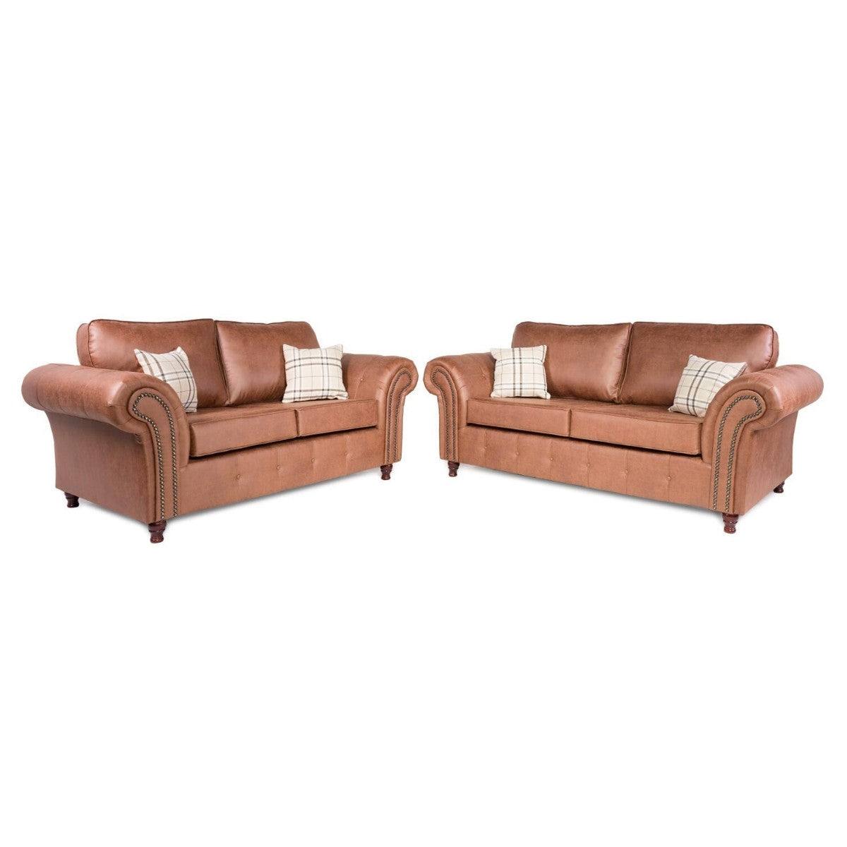 Oakland Leather  3+2 Sofa Set (Tan) - UK Online Furniture