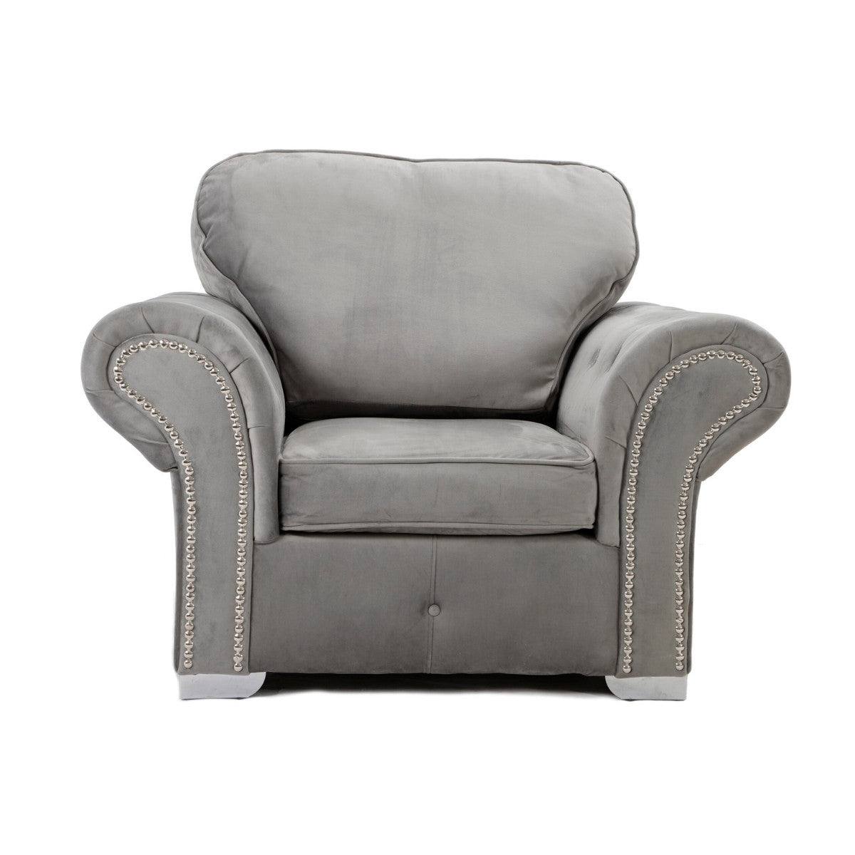 Oakland Full Back 3+2 Sofa Set in Grey Velvet - UK Online Furniture