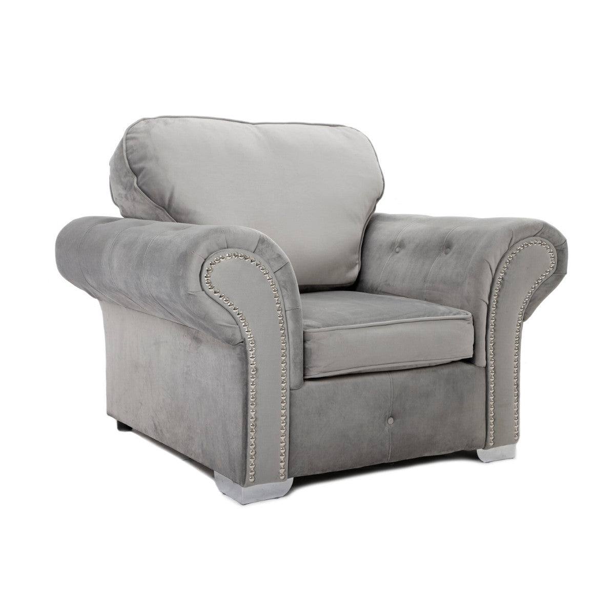 Oakland Full Back 3+2 Sofa Set in Grey Velvet - UK Online Furniture