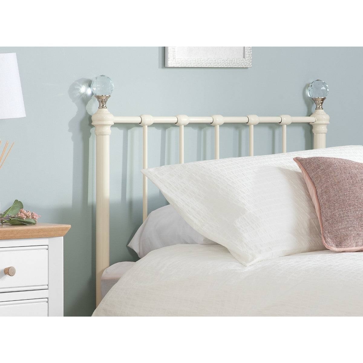 Jessica Cream White Single Metal Bed - UK Online Furniture