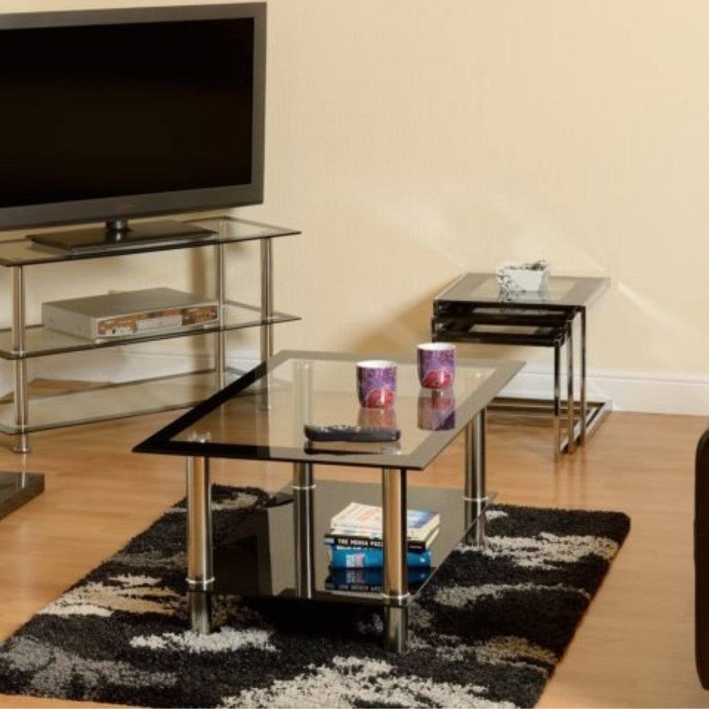 Harlequin Black Glass Coffee Table - UK Online Furniture