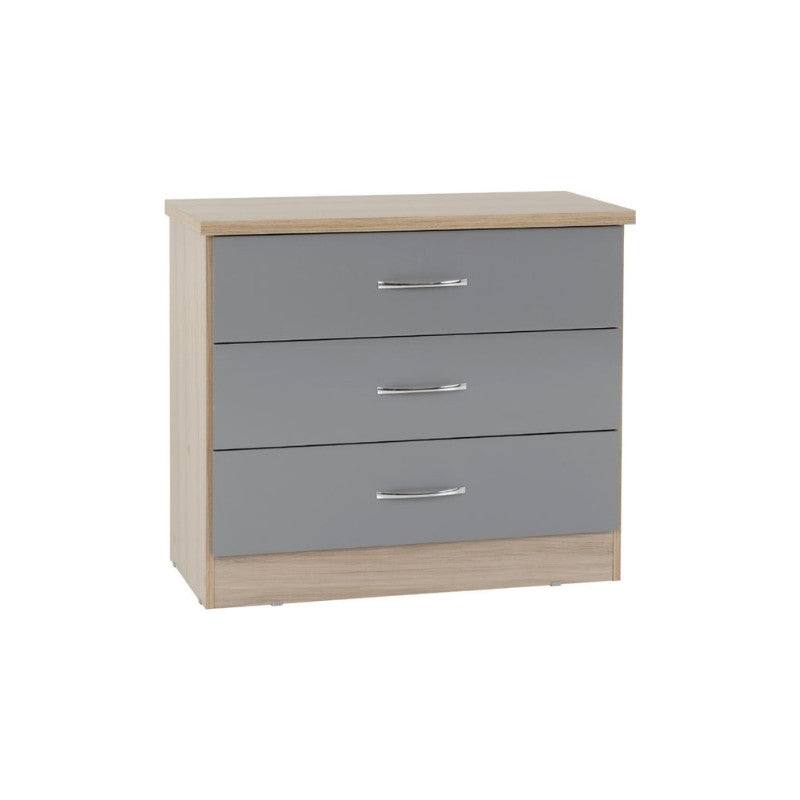 Nevada 3 Drawer Chest (Nightstand / Bedside) - UK Online Furniture