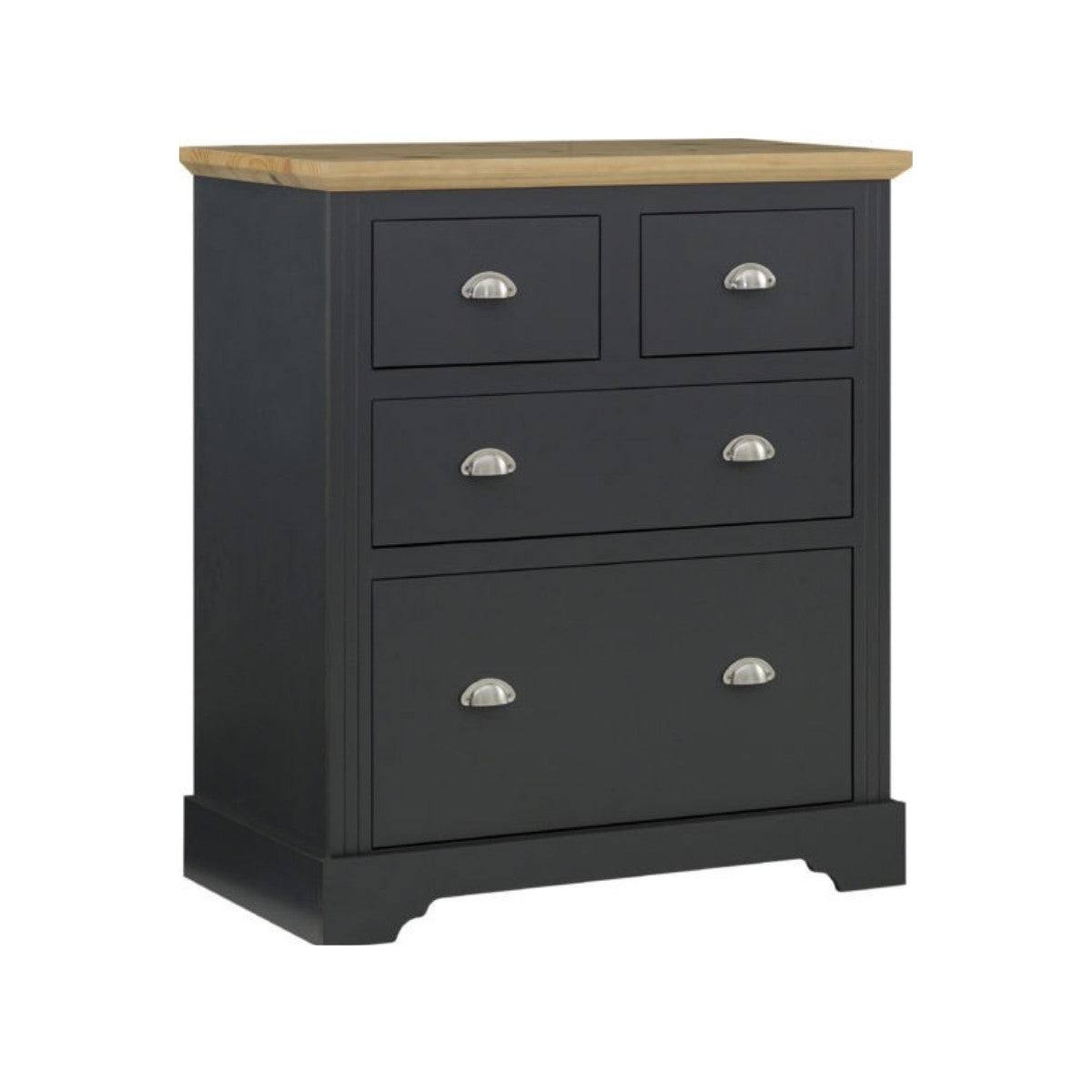 Toledo 2+2 Drawer Chest in White or Black with Oak Effect Top - UK Online Furniture