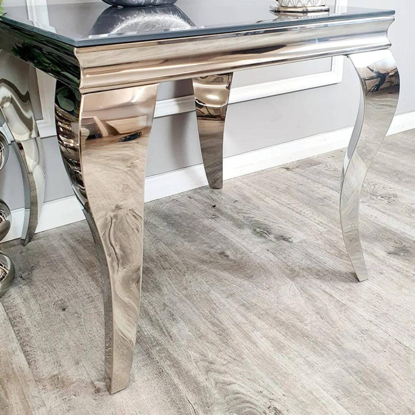 Louis Marble or Glass Lamp Table with Stainless Steel Legs - UK Online Furniture
