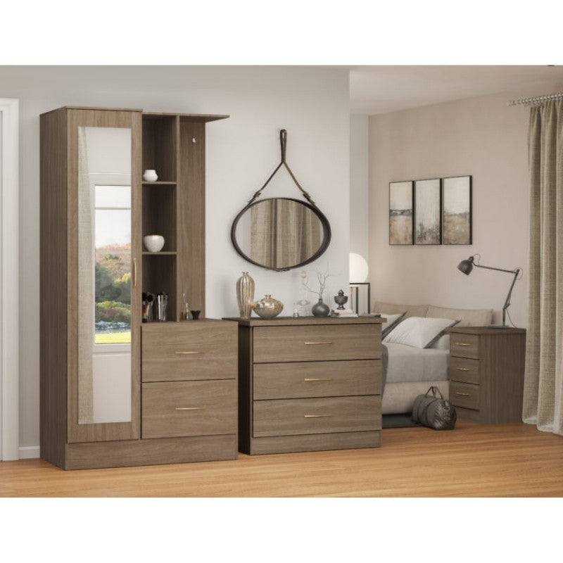 Nevada 1 Door Open Shelf Mirrored Wardrobe - UK Online Furniture