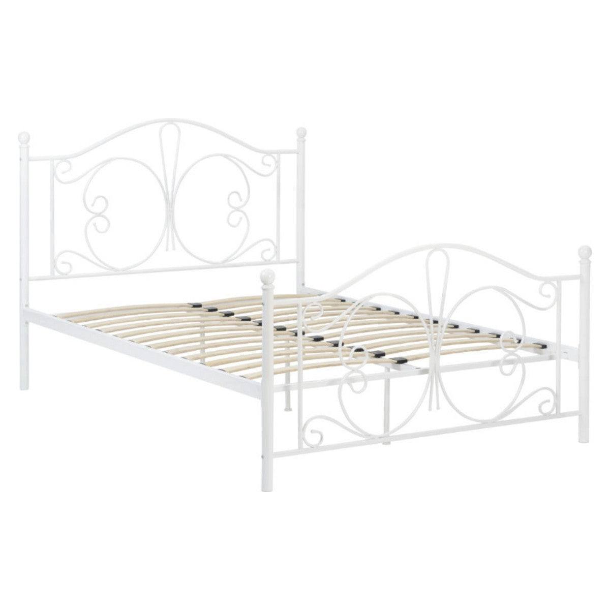 Annabel White Butterfly Metal Bed - Single, Double - UK Online Furniture