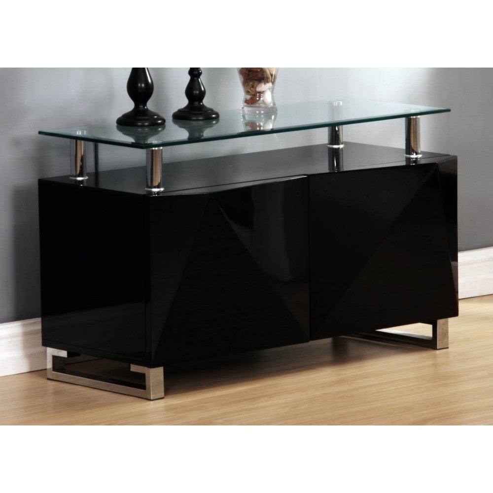 Rowley Black High Gloss Sideboard with 2 Doors - UK Online Furniture