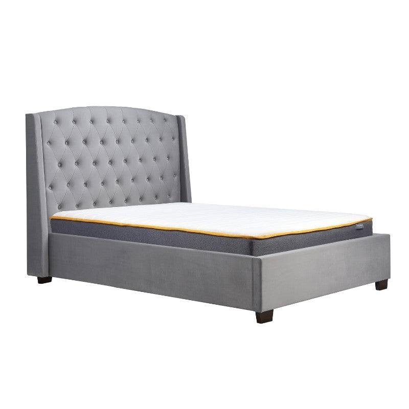Balmoral Bed in Grey Velvet Fabric - Double, King, Super King - UK Online Furniture