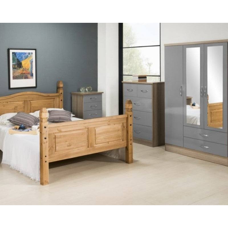 Nevada 3 Door 2 Drawer Mirrored Wardrobe - UK Online Furniture