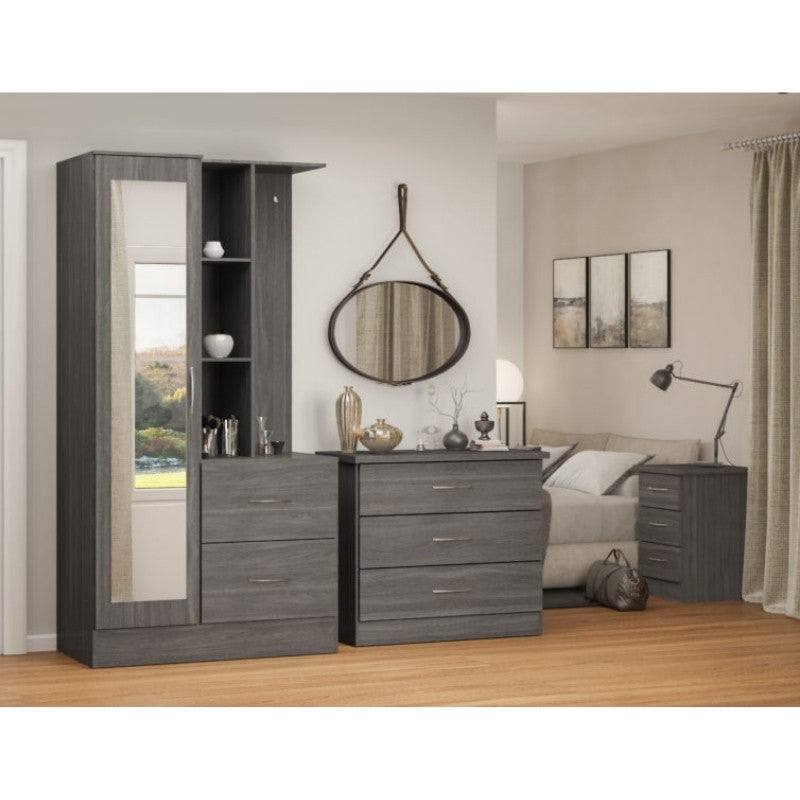 Nevada 1 Door Open Shelf Mirrored Wardrobe - UK Online Furniture
