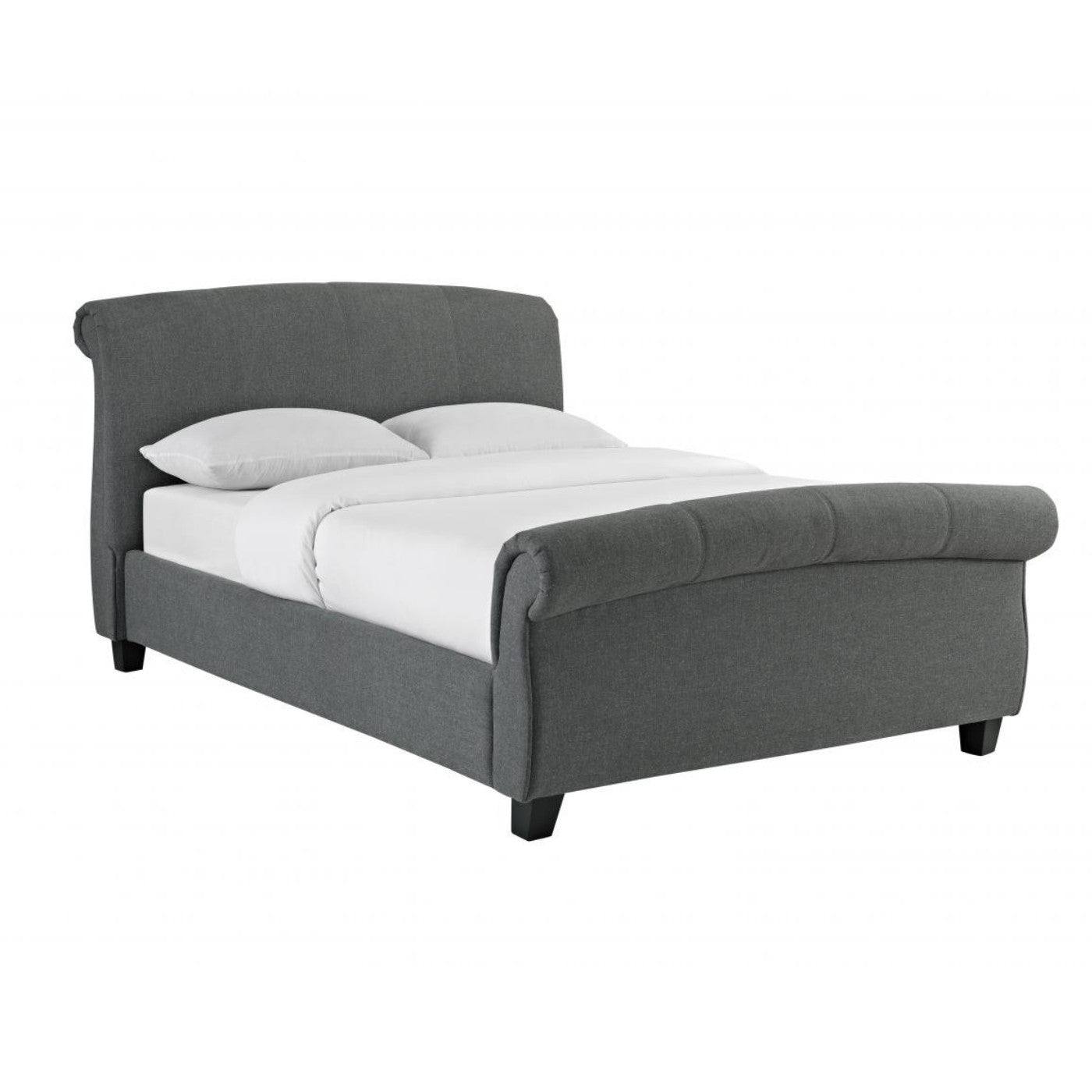 Arabella Linen Fabric Bed Frame in Grey - Double, King Size - UK Online Furniture