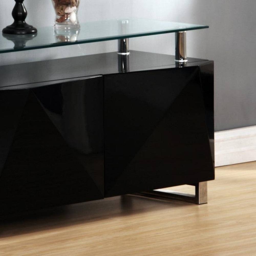 Rowley Black High Gloss Sideboard with 2 Doors - UK Online Furniture