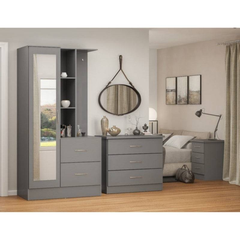 Nevada 1 Door Open Shelf Mirrored Wardrobe - UK Online Furniture
